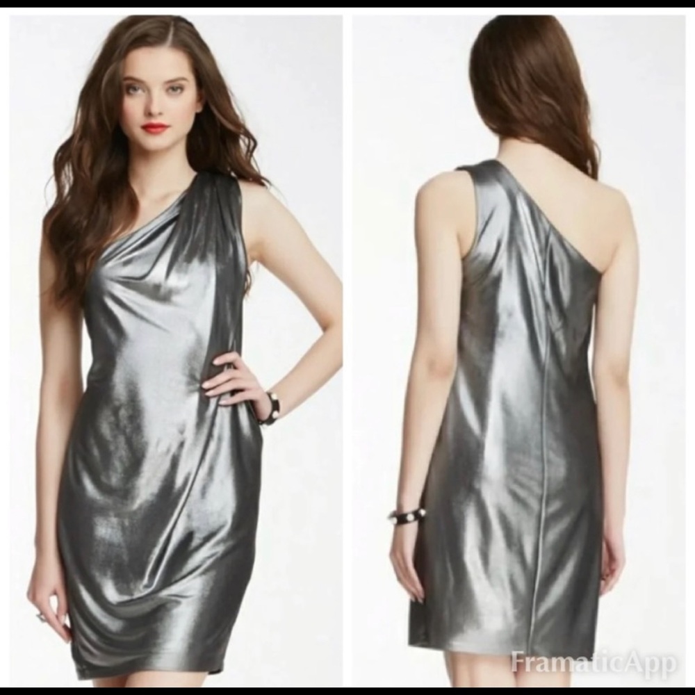 Vince Camuto Silver One Shoulder Dress 12 NWT